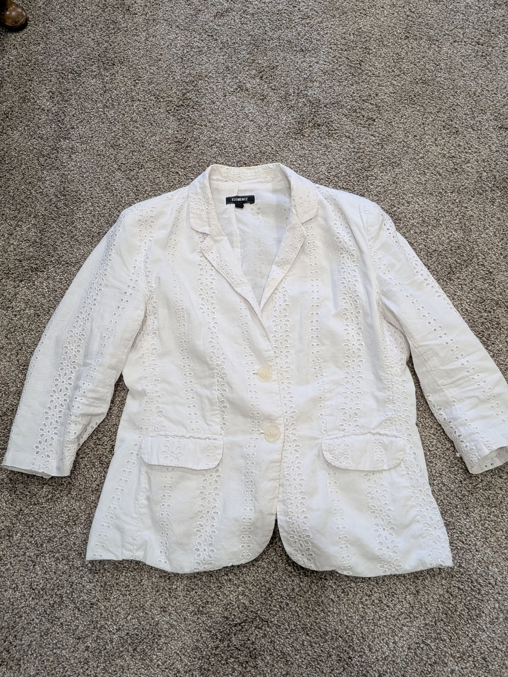 White Eyelet Blazer By Elementz, Size L